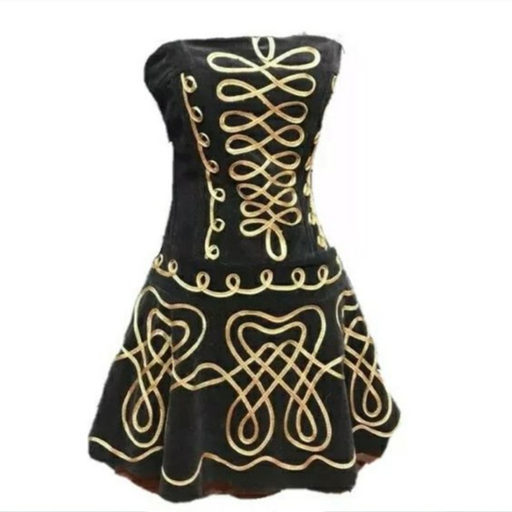 NWT Picasso Embroidered Gothic Black Velvet Dress.  SZ L
